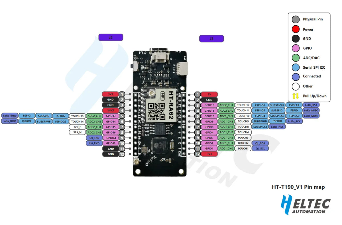 Meshtastic Heltec Vision Master T190 ESP32 SX1262 LoRa Devboard kit with 1.9-inch TFT-LCD Display Wi-Fi BLE for LoRaWAN Arduino