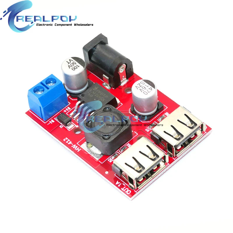 LM2596 LM2596S Dual USB DC-DC 9V 12V 24V 36V to 5V 3A Step Down Buck Converter Board Car Charger Solar Power Supply Module