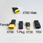 1PCS RC Battery Connector Adapter XT30 XT60 XT90 T-Plug TRX Male to Female Plug For RC LiPo Battery Charger