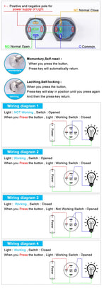 1PC Fog lamp LED Momentary Fixation locking waterproof 16mm 19mm Metal Push Button Switch 3V 5V 12V 24V 220V symbol customized