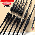 5Pairs M12 Small Metal Head Black Waterproof IP67 2 3 4 5 6 8Pin Cable Wire Plug for LED Strips Male and Female  DC Connector