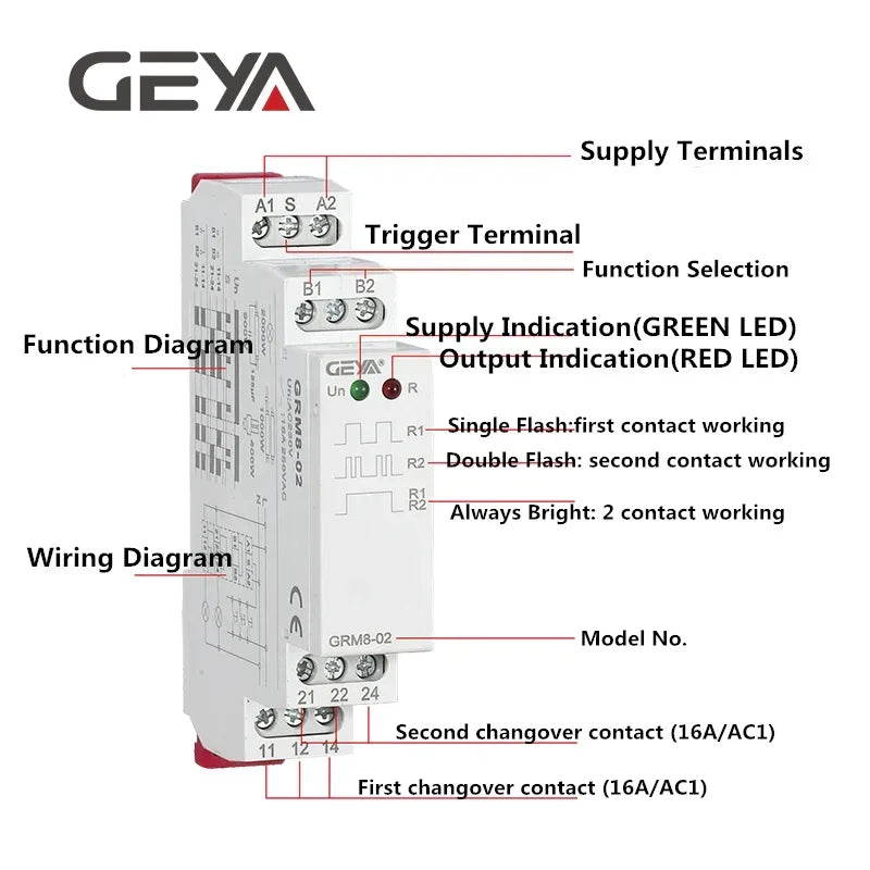 GEYA Din Rail Latching Relay 220V Impulse Relay DC12V 24V 16A Electronic Relay 220V with CE CB