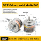 Briterencoder Single-turn Absolute Rotary Encoder SSI/RS485/Analog Output Waterproof, Power-Off Memory for Angle  & Speed