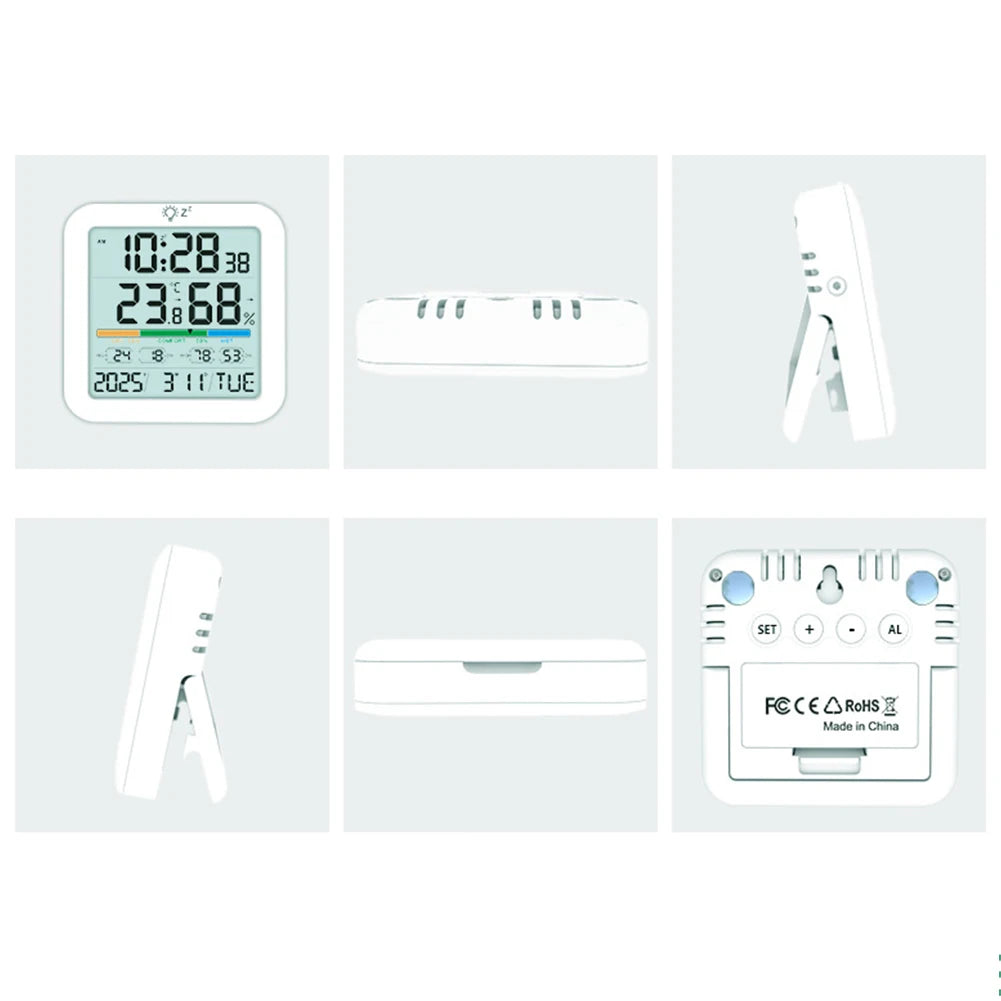 Thermometer Sensor with Backlit LCD Digital Magnetic Clock Easy To Read Home Weather Station for Humidity Gauge Meter Sensor