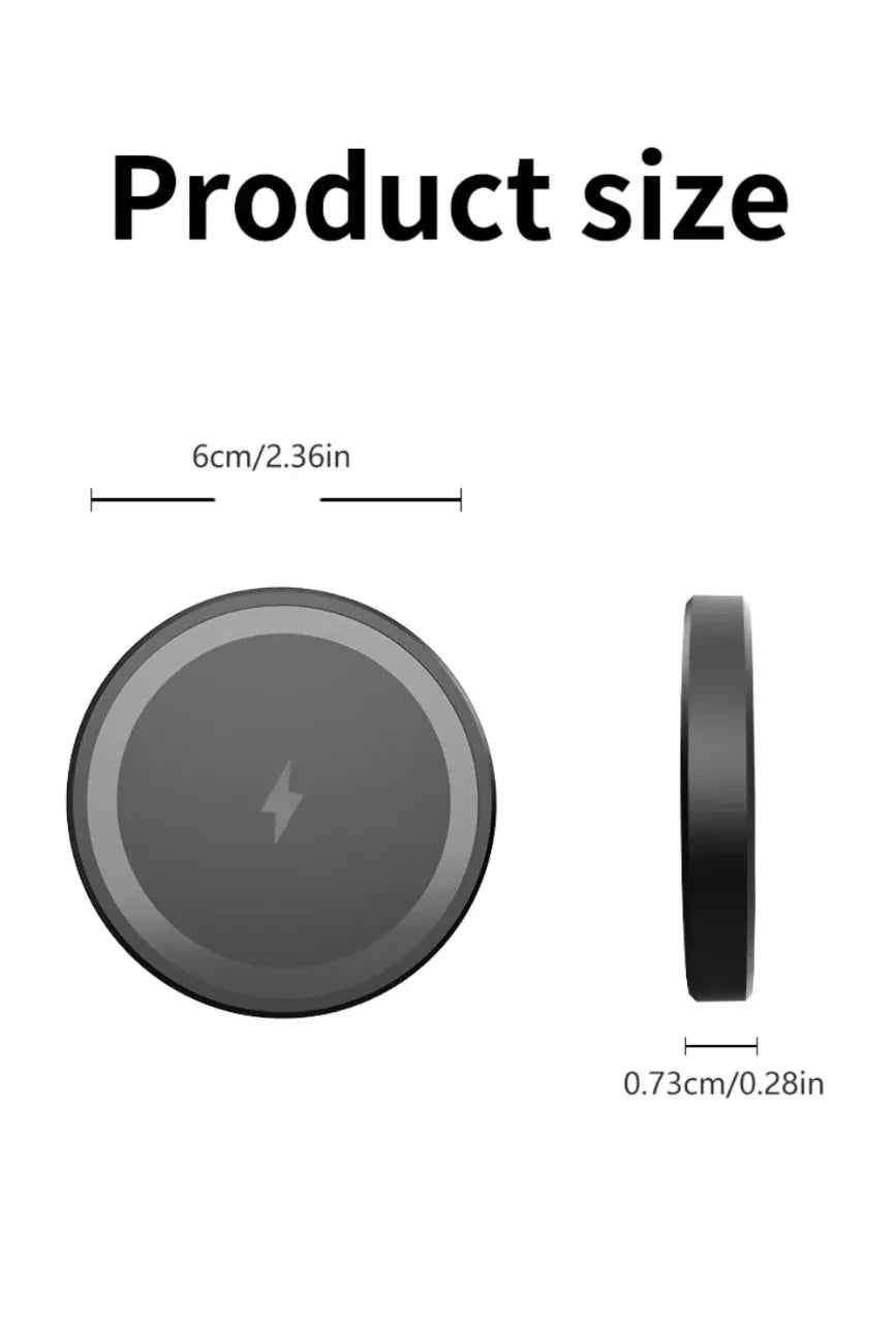 15W Ultra Thin Wireless Charger, Fast Qi Charging Pad with Compact 6cm Size, Lightweight Portable Design for Desk Bedroom Trave