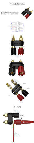 JZDZ 2PCS Dual Banana Plug Terminals Red Black Connector Amplifier Terminal Binding Post Banana Speaker Plug Jack J.50020