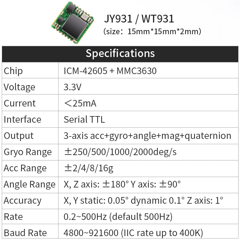 WitMotion WT901 AHRS MPU9250 9-axis Accelerometer, 3-axis Eletronic Gyroscope+Acceleration+Angle+Magnetometer, TTL Data Outout