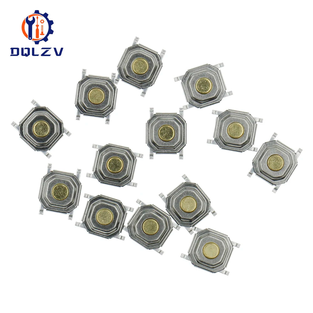 12V 5.2*5.2*1.5mm 12V 0.5A 4 Pin SMT Push Button Switch Metal Tactile Micro Tact Touch Switch Copper Interruptor 4x4x1.5