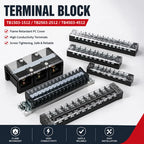 DIN Rail Screw Terminal Block Barrier Strip TB1503 TB2503 TB4512 15/25/45A Electrical Wire Connector with Flame Retardant Cover