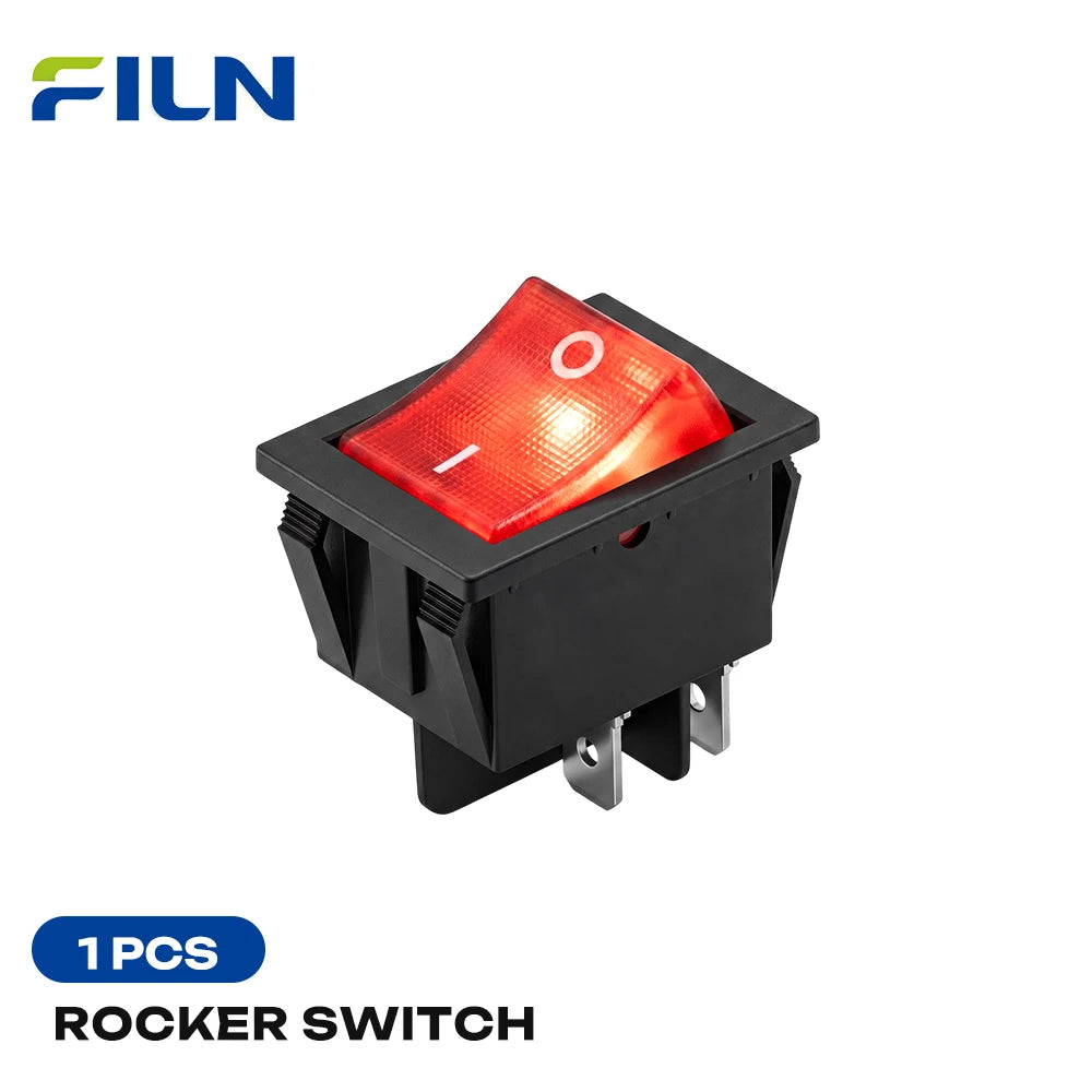 FILN 20A Rocker Switch 4 Pin ON-OFF 12V-24V 110V-220V Illuminated LED Power Switch PA66 Flame Retardant Marine Car Switch