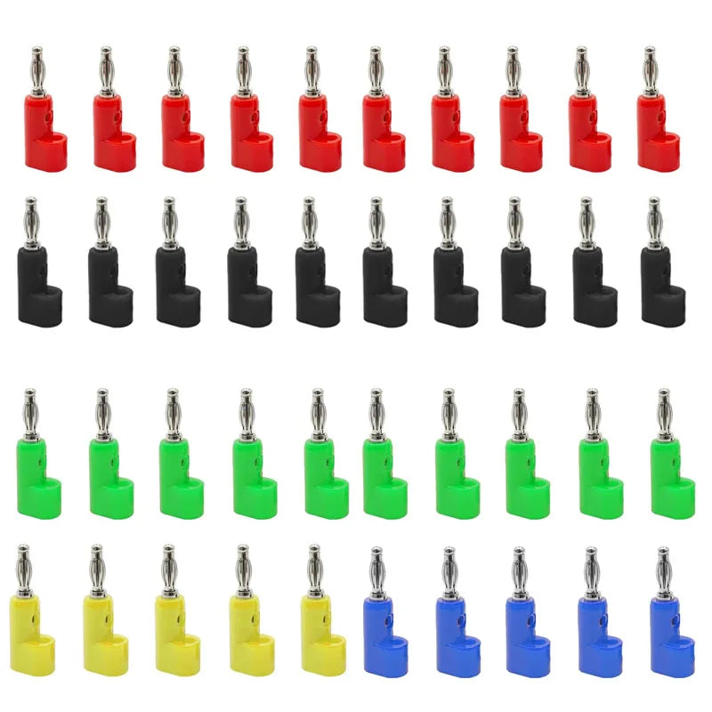 40pcs/4mm Adaptor Electrical Connecting Bending L Shape Banana Jack Plug Socket for Binding Post Test Terminal Connector