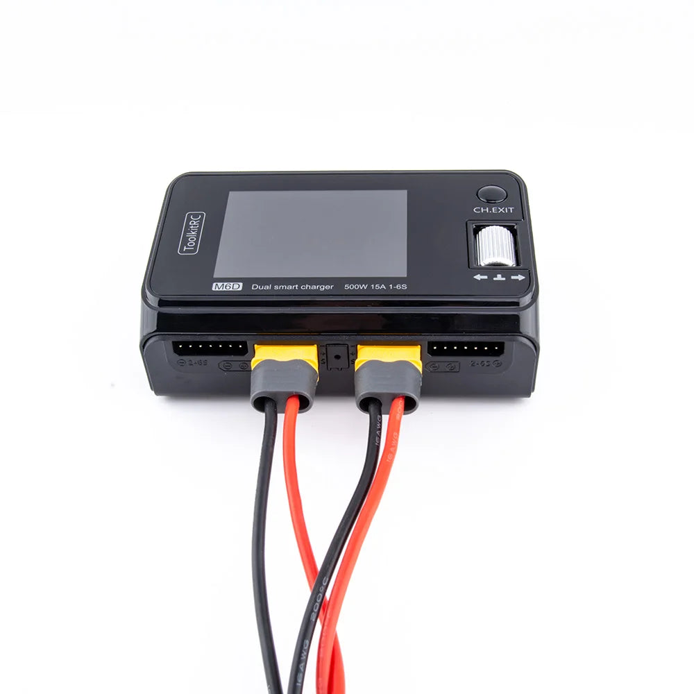 ToolkitRC M6D 500W Smart Charger 15A DC Dual Channel MINI Discharger with Power Supply For 1-6S Lipo Battery FPV Model Vs M8