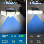 3 Heads Solar Motion Sensor Lights 236/223LED Solar Security Flood Lights Waterproof 3 Modes Wall Light Garden Yard Patio Pathwa
