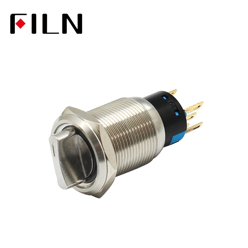 19mm Illuminated Rotary Selector Switch (2/3 Positions) DPDT Latching 12V LED Multi-Color for Industrial/Automotive Applications