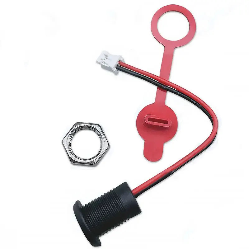 1Pcs USB Type C Female 2 Pin to JST PH 2.0mm 2Pin Plug Wire Cable Connector Type-C Socket Charging Port Nut Panel Mount with Cap