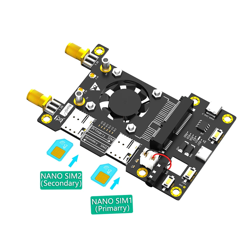 4G 3G LTE WWAN GSM Modem Module Mini PCI-E MPCIe Wireless Adapter Card Dual Nano SIM Slot + 2 Antennas For Raspberry Pi 4 3 2 B+