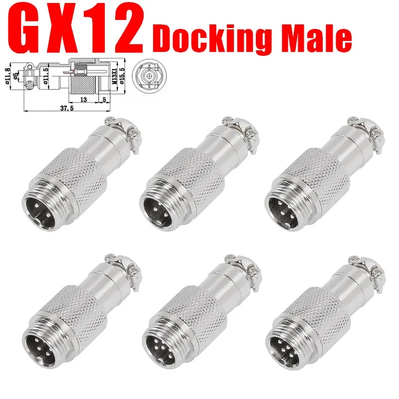 5pcs GX12 GX16 GX20 2 3 4 5 6 7 8 9 10Pin Male Female Butting Wire Cable Circular Aviation Socket Plug Panel Connector