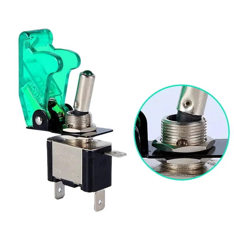 Auto Car Boat Truck Illuminated Led Toggle Switch ON OFF With Safety Aircraft Flip Up Cover Guard 12V20A transparent