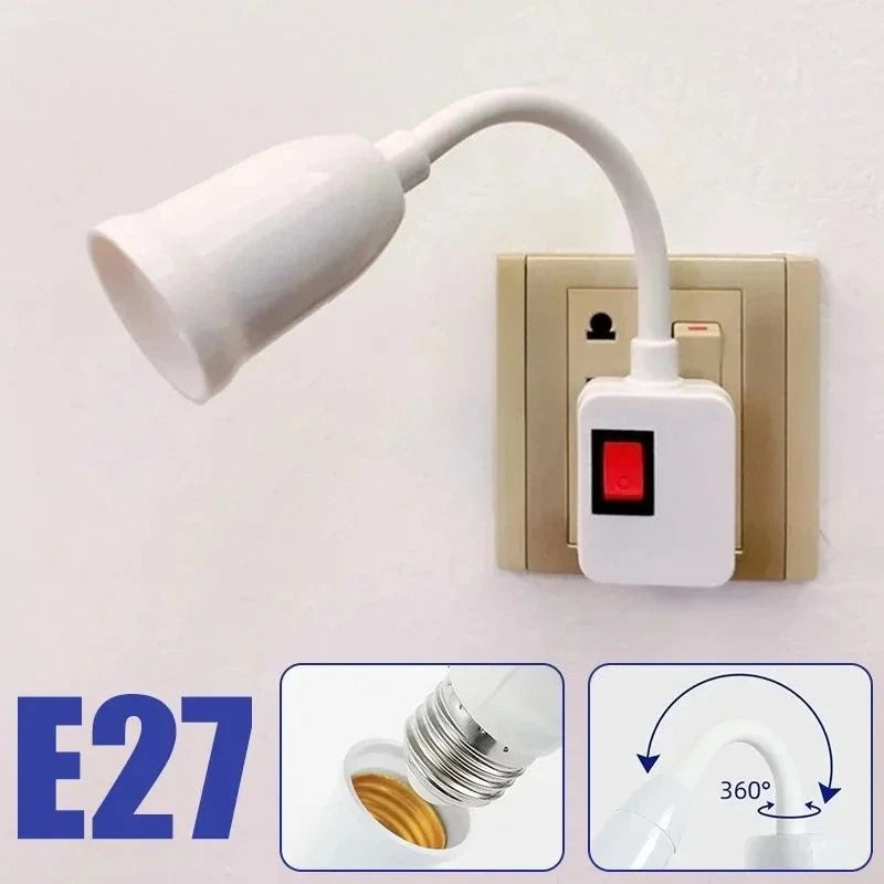 E27 Direct Plug in Swivel Head E26 LED Light Socket with Switch EU US LED Table Lamp Base Holder