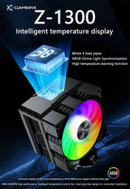 Power Train X-Gamerx Z-1300 9cm with Digital Temperature Display Four Heat Pipe CPU Air Cooler ARGB LGA1700 1200 115X AM4 AM5