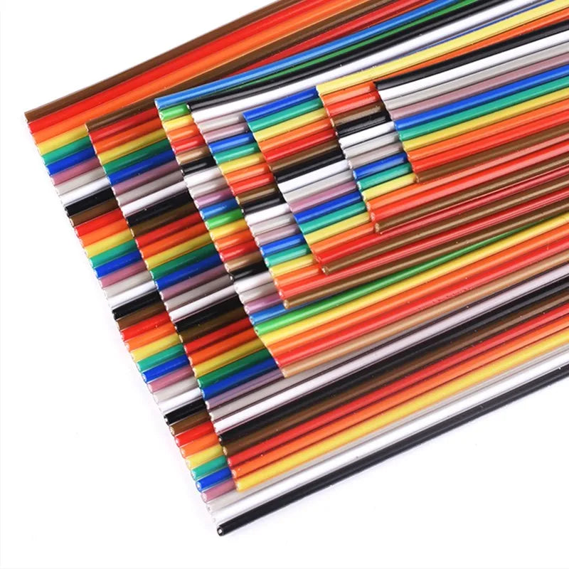 Rainbow Dupont Flat Ribbon Cable 1.27mm Pitch 1 Meter Length 6P‑64P Multi Pin Counts Compatible for FC Dupont Connector