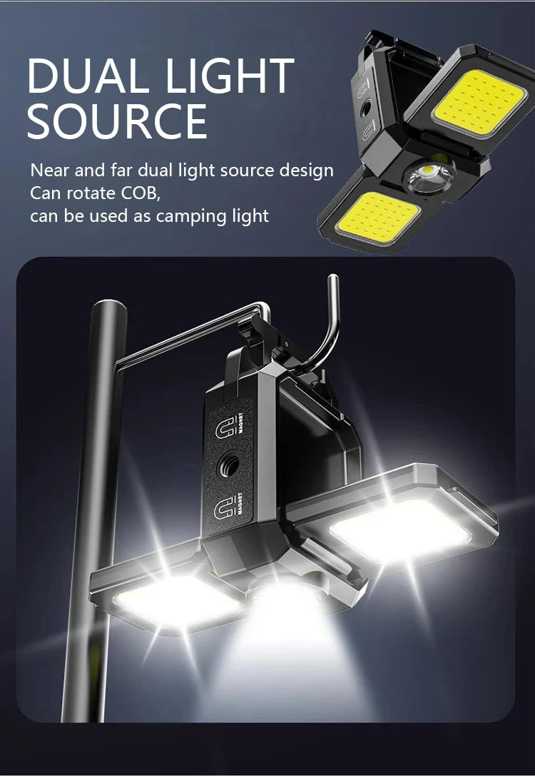 Keychain Light Mini Multifunctional Camping Flashlight USB Rechargeable LED Portable Bright COB Pocket Clip Lantern Outdoor Work
