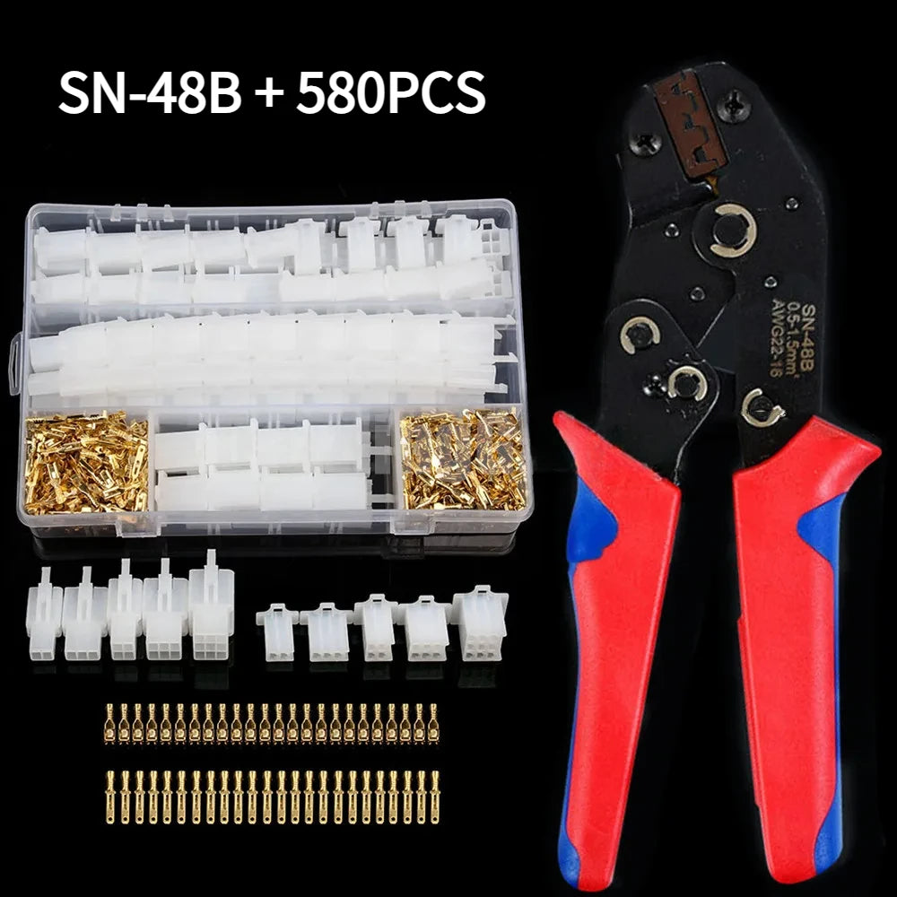200/310/380/580Pcs 2.8mm Wire Connector Plier 2/3/4/6/9P Car Electrical Male Female Terminal Assorted Kit  Automotive Motorcycle