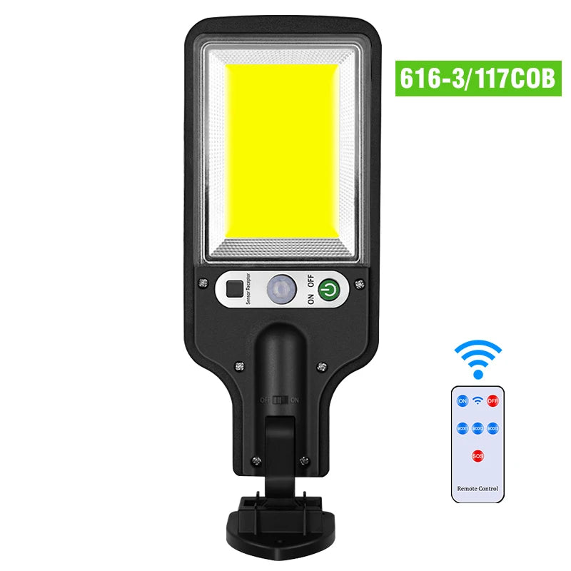 Outdoor Solar Wall Led Light with Human Body Motion Sensor 3 Modes Garden Terrace Garage Courtyard Waterproof Street Lighting