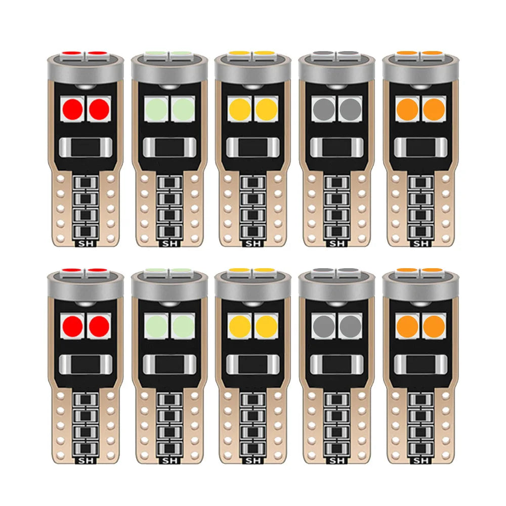 10PCS T10 W5W 3030 6smd Super Bright LED Car Parking Lights WY5W Auto Wedge Turn Side Bulbs Canbus No Error White Red Yellow