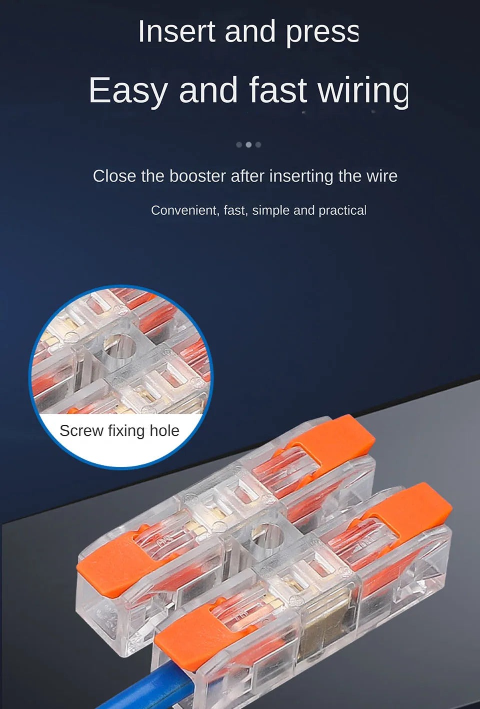 Wiring Terminal Quick Press Type Electrical Docking 2-12 Pin Screw Fixing Compact Wire Connector Push-in Type Terminal Block