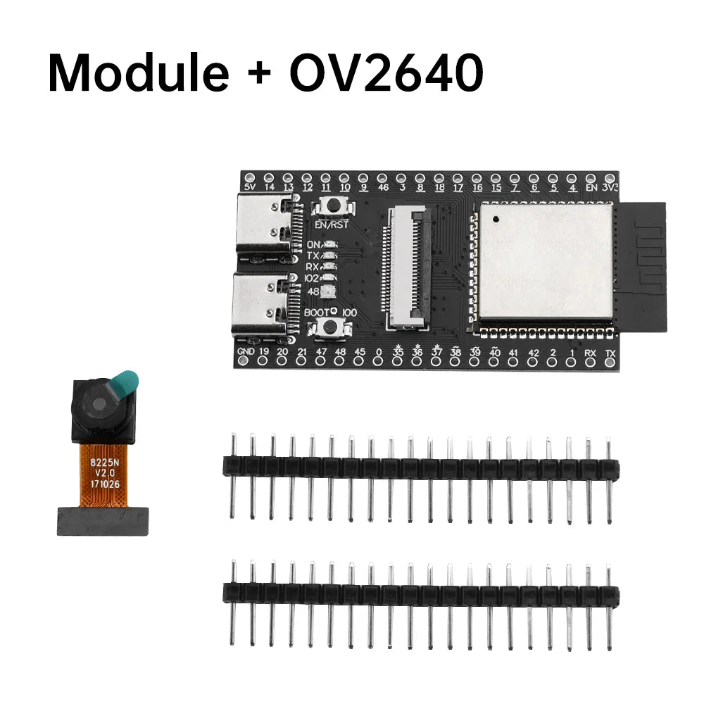 ESP32-S3 CAM Wi-Fi and Bluetooth Development Board, ESP32-S3-WROOM-1 N16R8 Module, OV2640/OV5640/OV3660 Camera, Dual Type-C Port