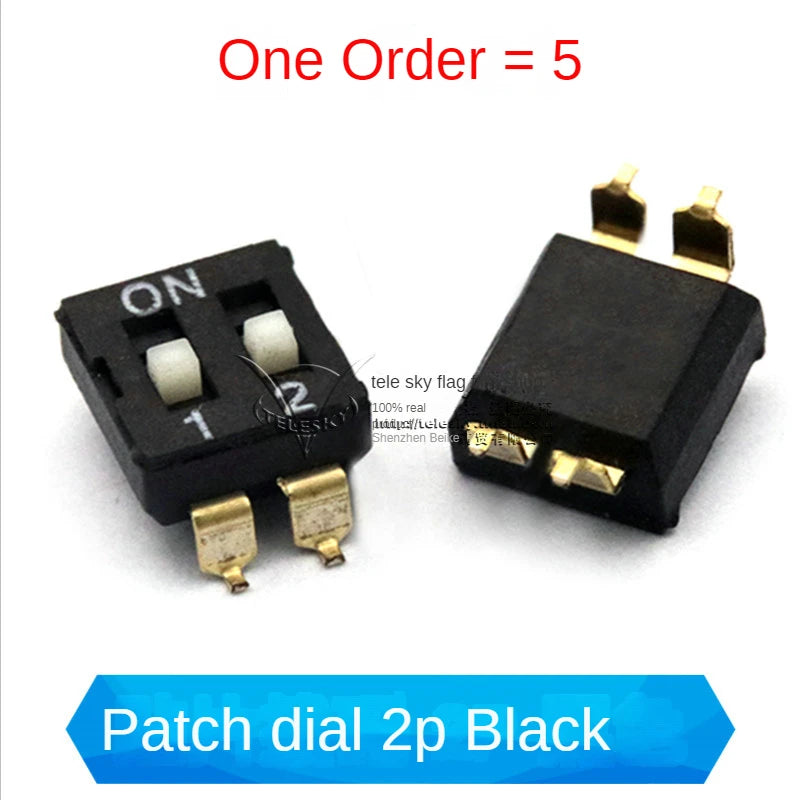 5PCS Dial Switches Toggle Side Dial Flat Dial Coding Patch 2P 4 5 6 8 9 10 Bit 2.54mm Red Blue Black