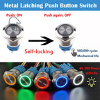 ABILKEEN 16/19/22MM LED Ring Light Metal Push Button Switch 1NO1NC/2NO2NC LED Ring Light Momentary/Latching Push Button Switch