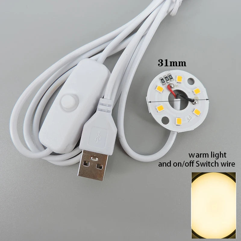 Warm White DC 5V 3W USB LED Lights 2835 Chip Single Color Reading Night Light Desk Book Tablet Lamp with Cable Dimmable