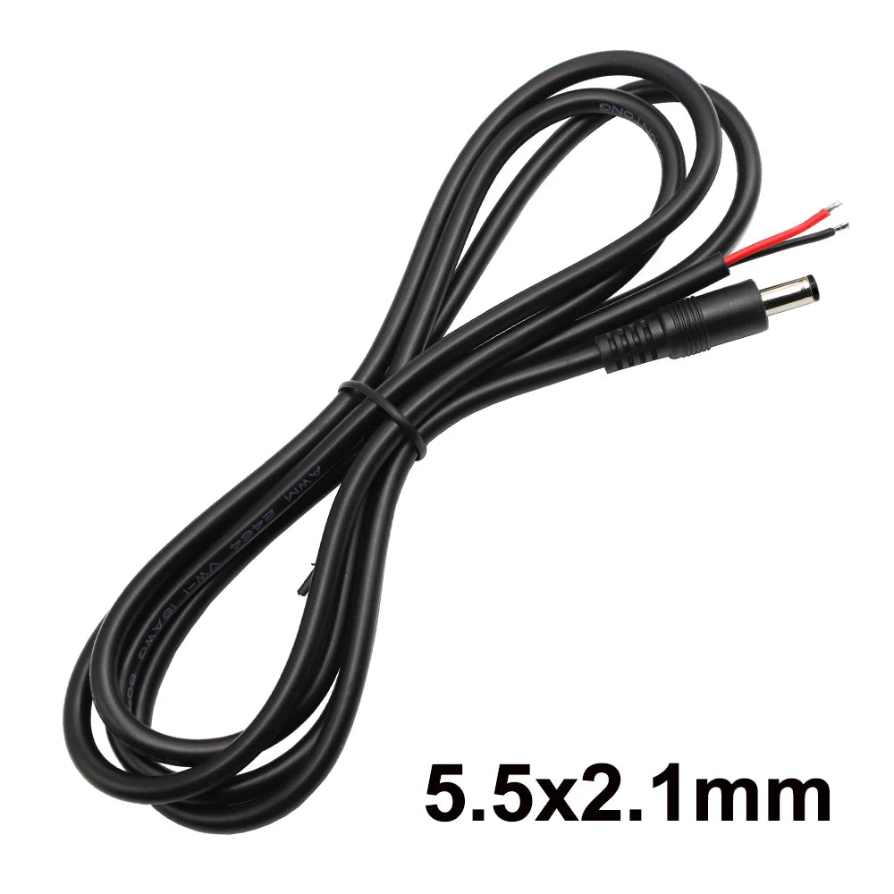 1/3/5Pc 18AWG DC Power Connector 5.5*2.1mm / 2.5MM Male Plug to Bare Wire Open End Power Cord Repair Cable Adapter DIY 1.5M