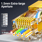 AMPCOM CAT7 Pass Through RJ45 Modular Plug Network Connectors STP 3/50μ Gold-Plated 8P8C Crimp End for Ethernet Cable
