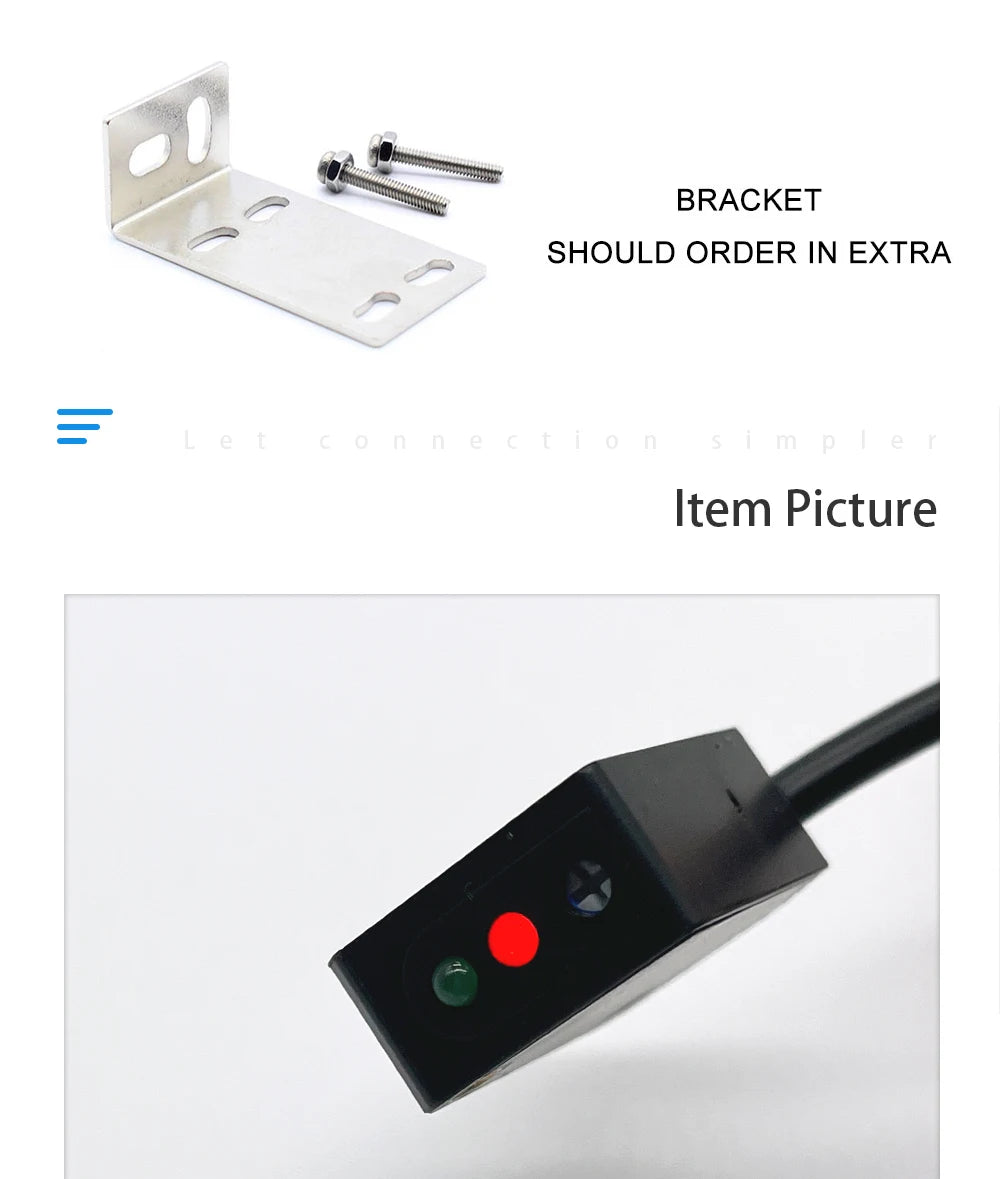 Square Laser Sensor 35cm Adjustable NPN PNP Mirror Lens Diffuse Optical Infrared Photo Cell Proximity Switches E3Z-LAS