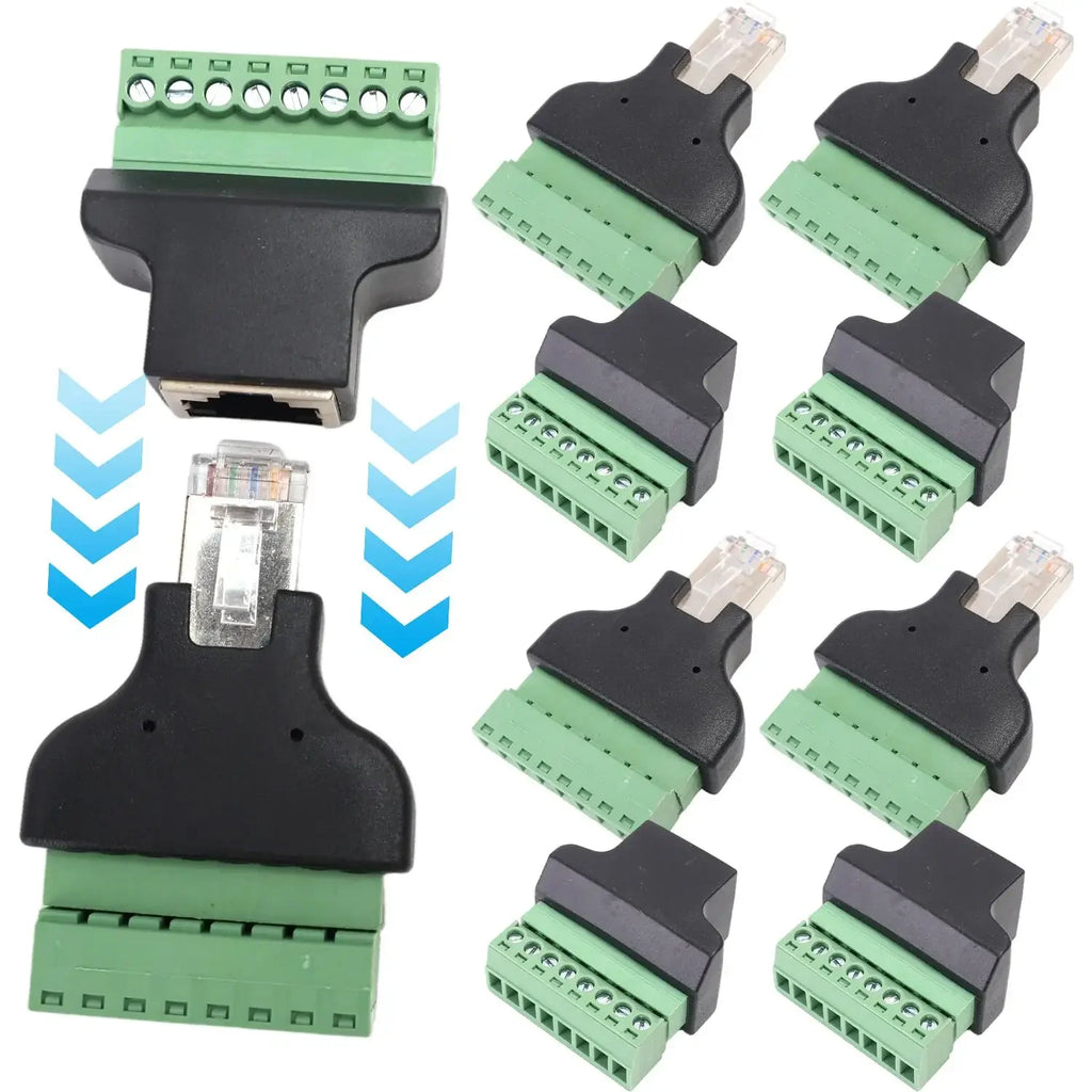 RJ45 Male Female To 8 Pins Screw Terminal Block Adapter RJ45 8P8C Breakout Board for Cat7 Cat6 Cat5 Ethernet Extender Connector