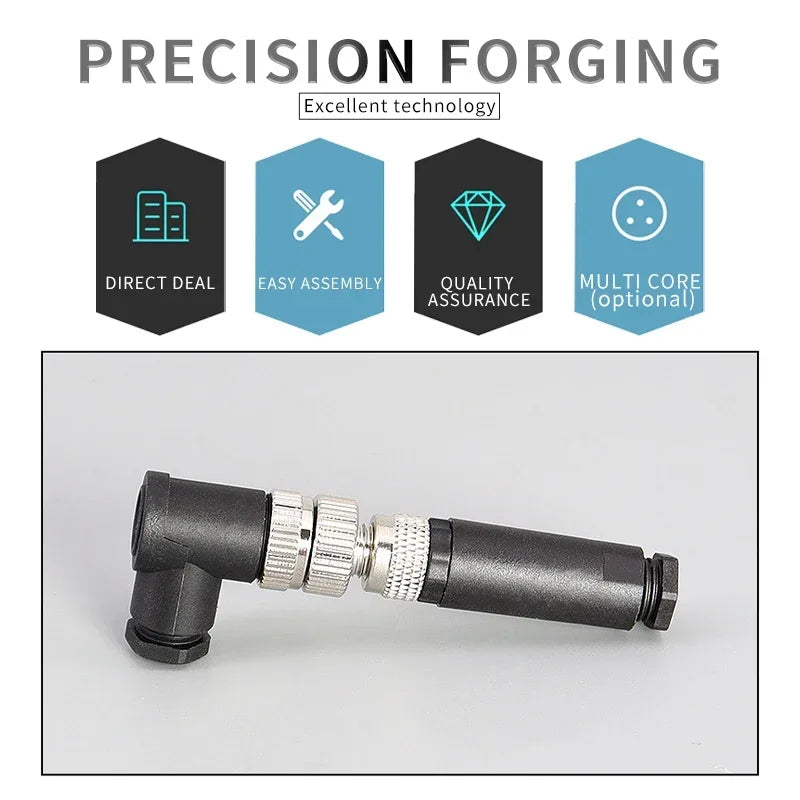 M8 Sensor Connector Waterproof Male&female Plug Straight Angle Screw Threaded Coupling 3pin 4pin 5pin 8pin