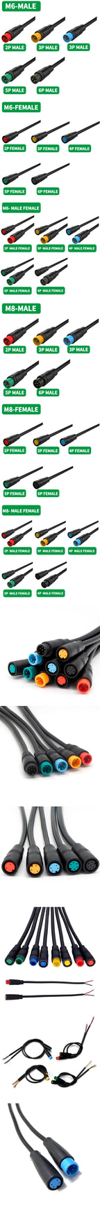 5/10/100 Sets M6/M8 Mini Ebike Display Connector Quick Plug Connecting Wires 2/3/4/5/6P Julet Sensor Connector With Cable 20CM