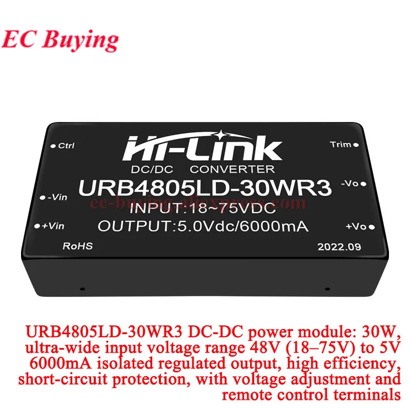 30W 40W 50W AC DC Power Module 110V 48V 24V to 48V 24V 15V 12V 9V 5V 3.3V URB4812LMD URB2405LMD URB1D24LD URB2415LD URB2403LD