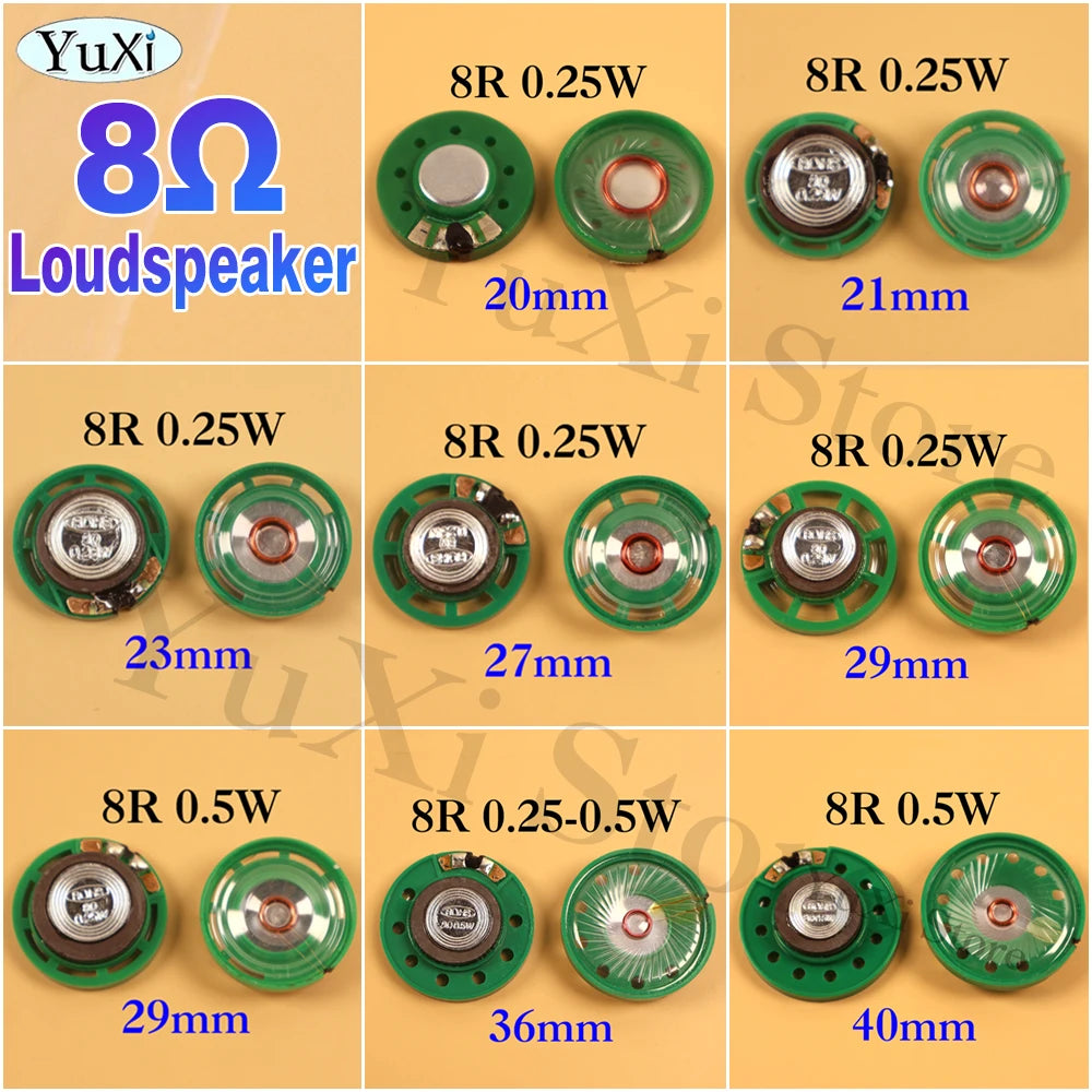2Pcs 8 Ohm 0.25W 0.5W Horn Loudspeaker 8R Diameter 20mm 21mm 23mm 27mm 29mm 36mm 40mm LoudSpeakers