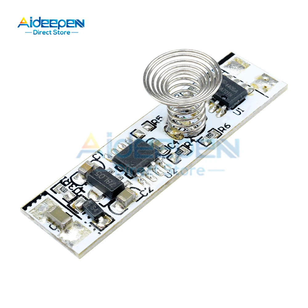 DC 12V 30W 3A Capacitive Touch Sensor Switch Coil Spring Switch LED Dimmer Control Switch 9-24V for Smart Home LED Light Strip