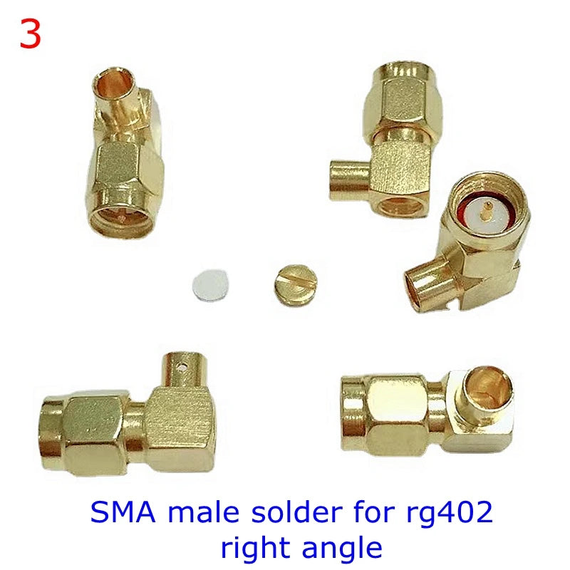 10pcs/lot SMA Male RF Connector RP-SMA Male Jack Plug 90 Degree Right Angle Center Solder Semi-Rigid for RG402 Brass Gold Plated