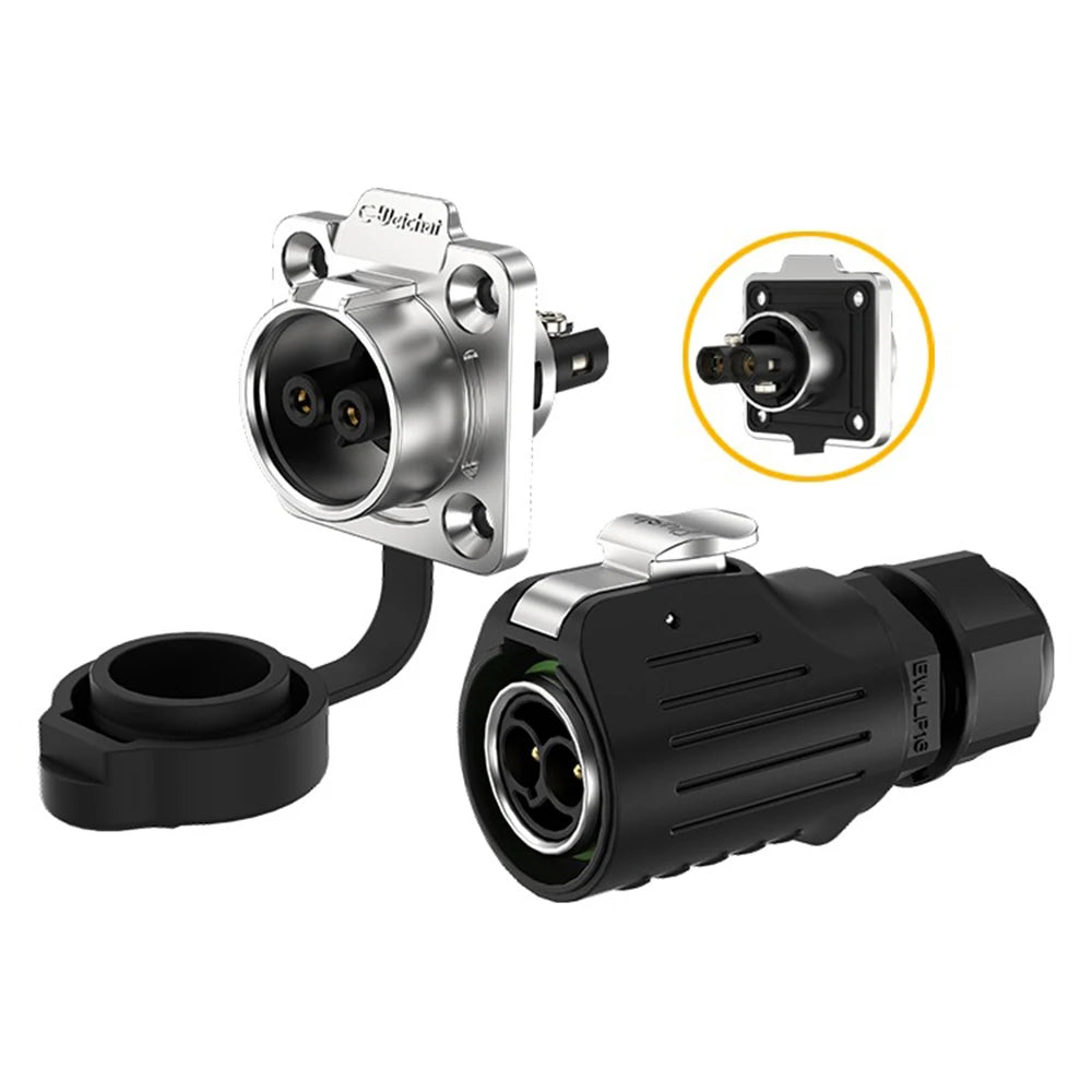 EW-LP16 IP68 Waterproof 20A 600V AC 2Pin 3Pin Crimping Quick Connection Power Aviation Connector Male Plug Female Socket Panel
