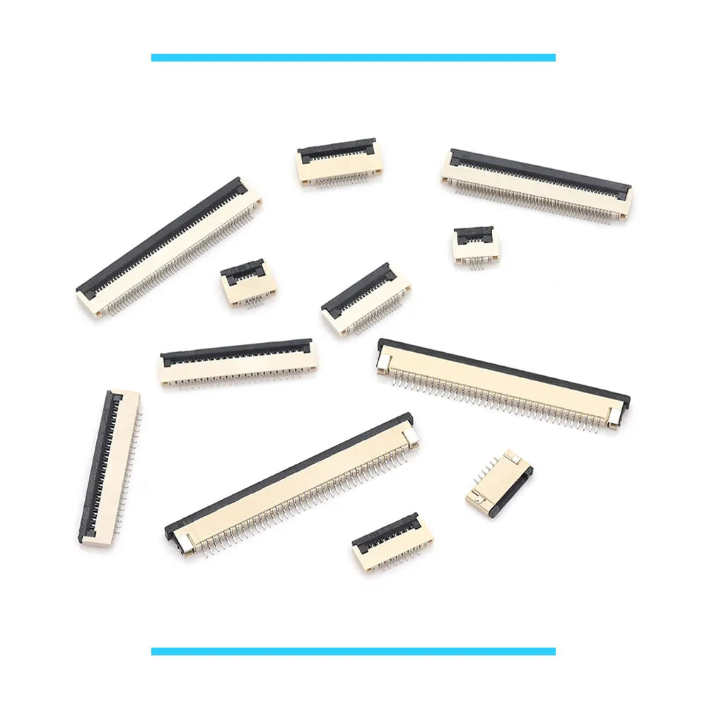 10pcs 4P 5P 6P 8P 10P 12P 14P 16P 20P 22P 24P 30P 34P 0.5mm/1mm Pitch Under Clamshell Socket FPC FFC Flat Cable Connector