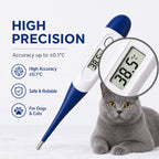 AiQUE Digital Pet Thermometer Fast Read Soft Tip Rectal Oral Temperature Meter for Dogs Cats Pets Memory Recall Veterinary Tool