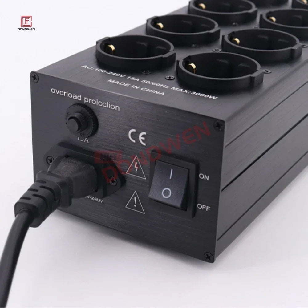 DONDWEN Power Filter Lightning Protection Surge Proof Socket Voltage Multi-function Display Compatible with EU/UK/AU Plug