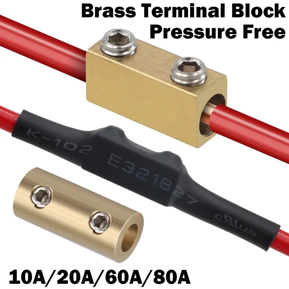 With Heat Shrink Tubing Brass Terminal Block Pressure Free High Current High Power Splitter Waterproof Wire Connector Electrical