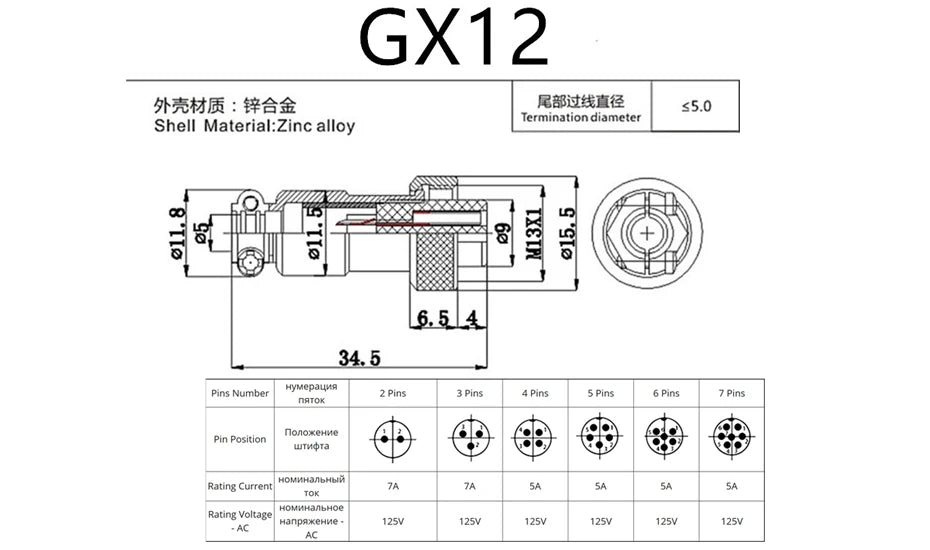 GX12 GX16 GX20 2/3/4/5/6/7/8/9/10 Pin Male Female Butting Wire Cable Circular Aviation Socket Plug Panel Connector Dropshipping